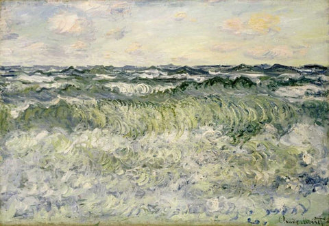 Marine - Etude de mer White Modern Wood Framed Art Print with Double Matting by Monet, Claude