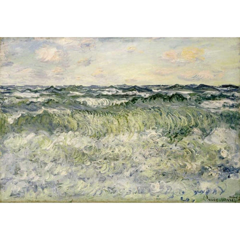 Marine - Etude de mer Black Modern Wood Framed Art Print with Double Matting by Monet, Claude
