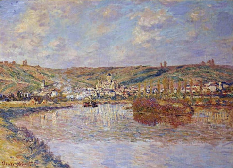 End of the Afternoon, Vetheuil White Modern Wood Framed Art Print with Double Matting by Monet, Claude