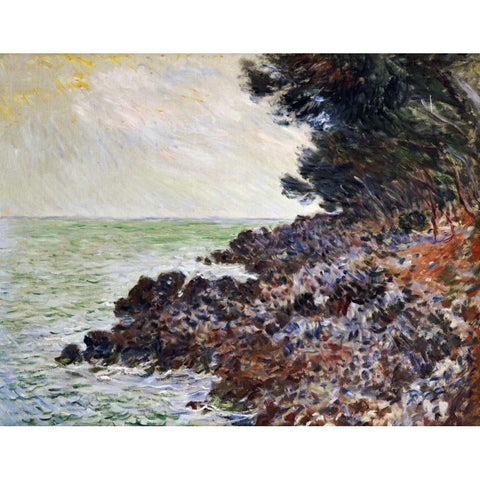 Cap Martin Black Modern Wood Framed Art Print with Double Matting by Monet, Claude