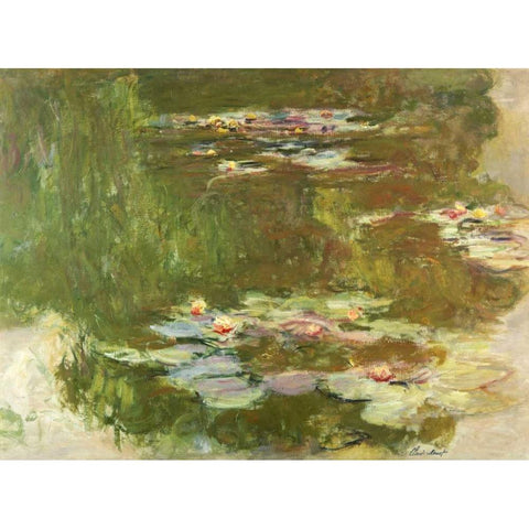 Lily Pond Black Modern Wood Framed Art Print with Double Matting by Monet, Claude
