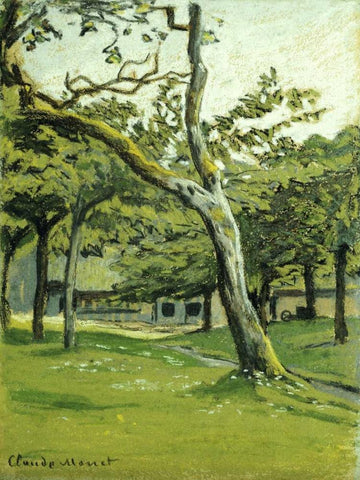 An Orchard White Modern Wood Framed Art Print with Double Matting by Monet, Claude