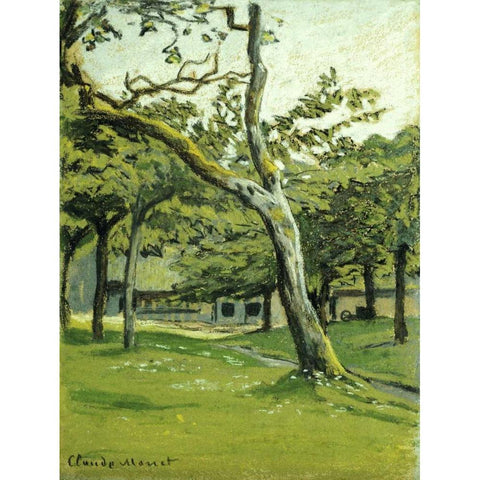 An Orchard White Modern Wood Framed Art Print by Monet, Claude