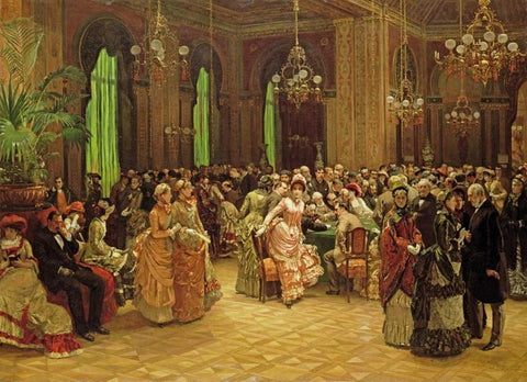 The Casino, Monte Carlo Black Ornate Wood Framed Art Print with Double Matting by Bokelmann, Christian Ludwig