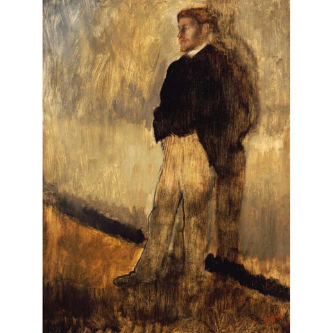 Portrait of a Man White Modern Wood Framed Art Print by Degas, Edgar
