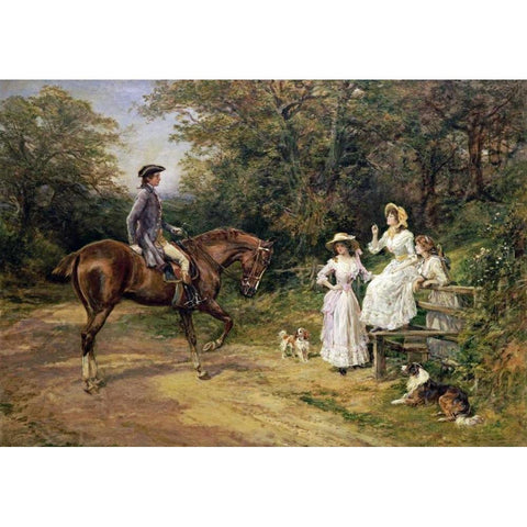 A Meeting By The Stile Black Modern Wood Framed Art Print with Double Matting by Hardy, Heywood