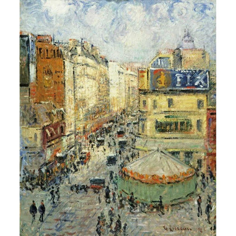 La Rue De Clignancourt Gold Ornate Wood Framed Art Print with Double Matting by Loiseau, Gustave