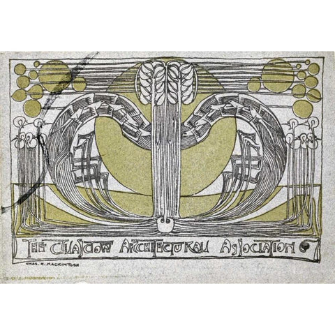 Conversazione Programme Gold Ornate Wood Framed Art Print with Double Matting by Mackintosh, Charles Rennie