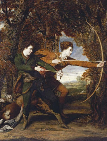 The Archers White Modern Wood Framed Art Print with Double Matting by Reynolds, Sir Joshua