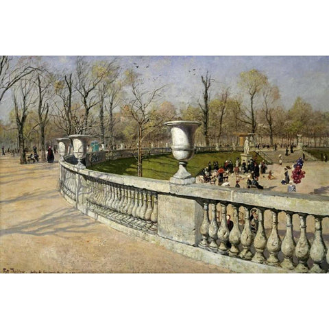 Jardin Du Luxembourg Black Modern Wood Framed Art Print with Double Matting by Thaulow, Fritz