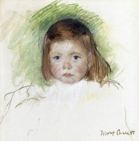 Portrait of Ellen Mary Cassatt White Modern Wood Framed Art Print with Double Matting by Cassatt, Mary