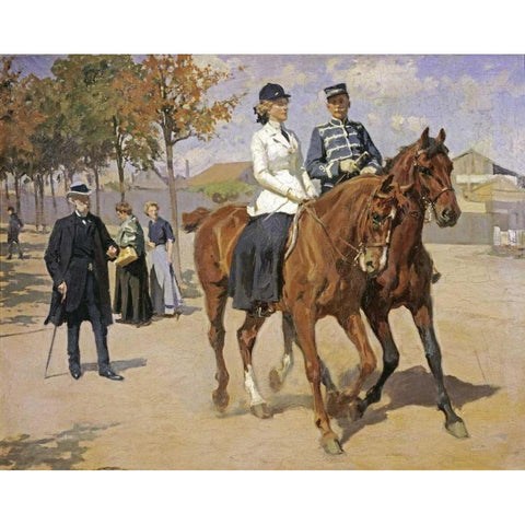 The Morning Ride Black Modern Wood Framed Art Print with Double Matting by Henningsen, Erik