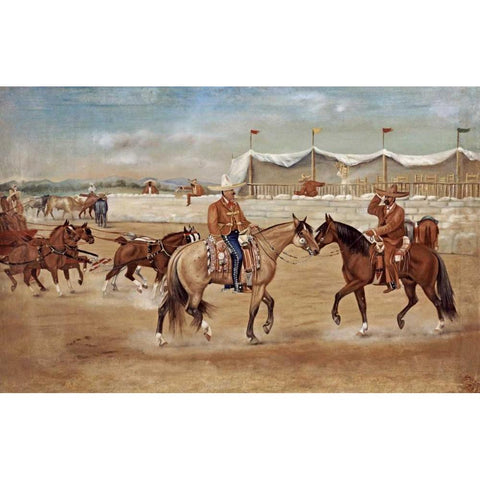 The Arrival of The Boss at The Rodeo Black Modern Wood Framed Art Print by Icaza, Ernesto