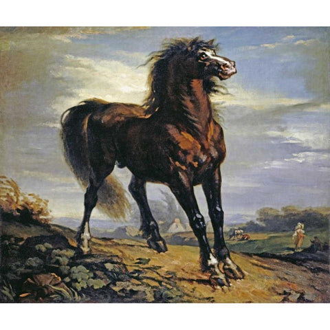 The Horse White Modern Wood Framed Art Print by Millet, Jean-Francois