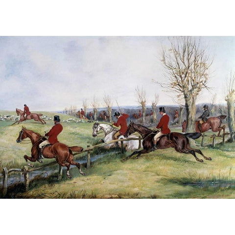 Gone Away White Modern Wood Framed Art Print by Alken, Henry Thomas