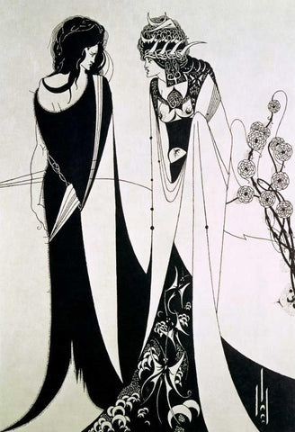 Salome Black Ornate Wood Framed Art Print with Double Matting by Beardsley, Aubrey