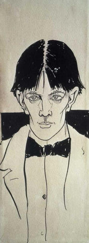 Self Portrait Black Ornate Wood Framed Art Print with Double Matting by Beardsley, Aubrey
