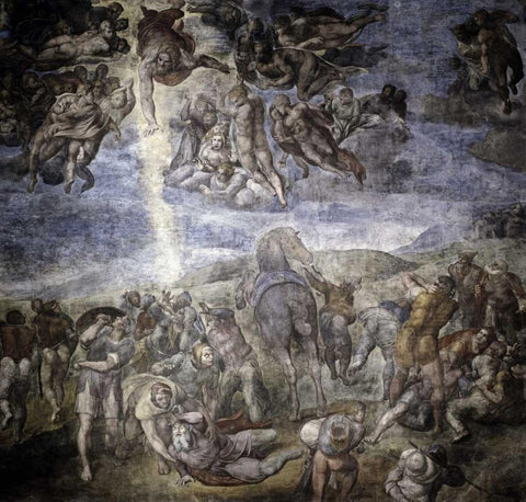 The Conversion of Saul White Modern Wood Framed Art Print with Double Matting by Michelangelo