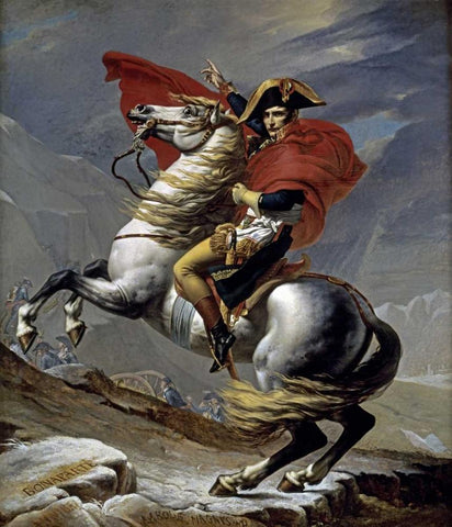 First Consul Crossing The Alps White Modern Wood Framed Art Print with Double Matting by David, Jacques-Louis