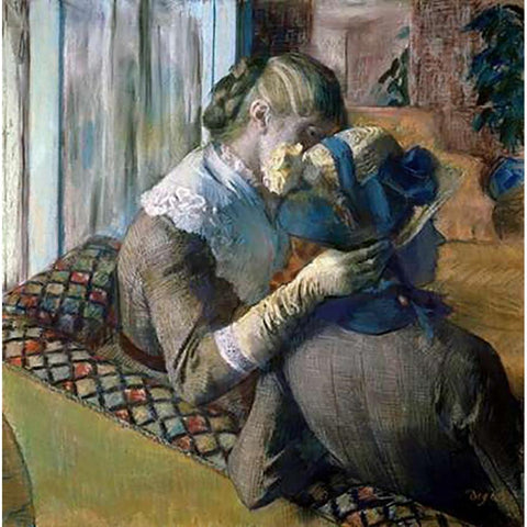 At The Milliners Gold Ornate Wood Framed Art Print with Double Matting by Degas, Edgar