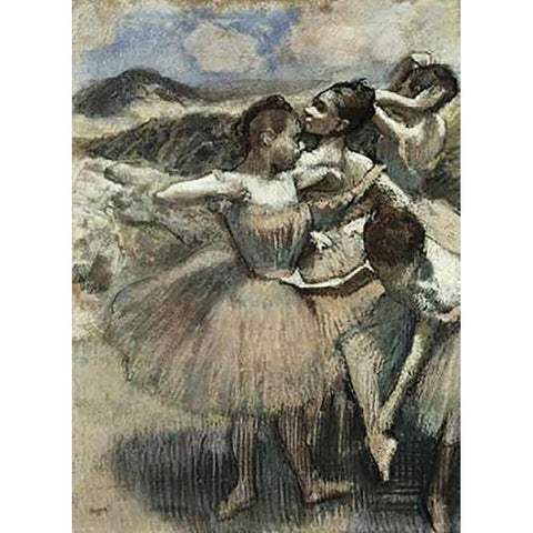 Dancers Gold Ornate Wood Framed Art Print with Double Matting by Degas, Edgar