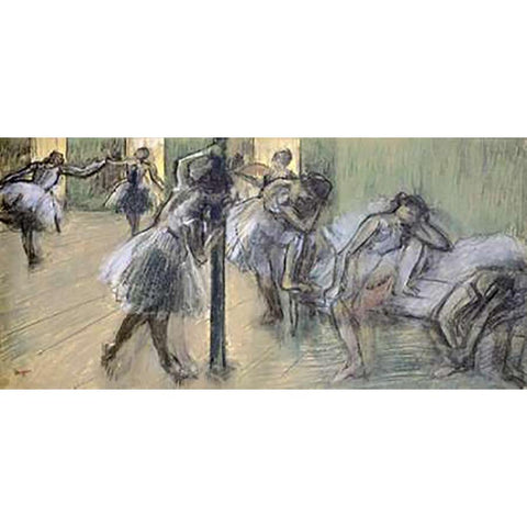 Dancers in Rehearsal (II) White Modern Wood Framed Art Print by Degas, Edgar