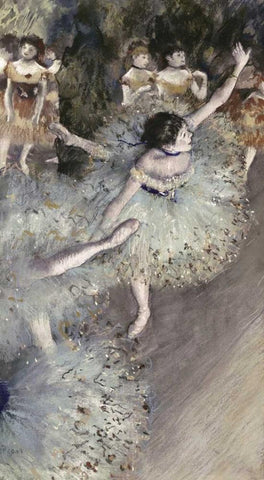 Danseuse Basculant - Danseuse Verte Black Ornate Wood Framed Art Print with Double Matting by Degas, Edgar