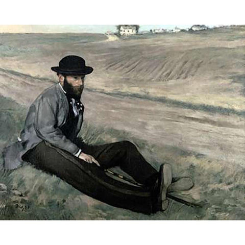 Portrait of Eugene Manet Gold Ornate Wood Framed Art Print with Double Matting by Degas, Edgar