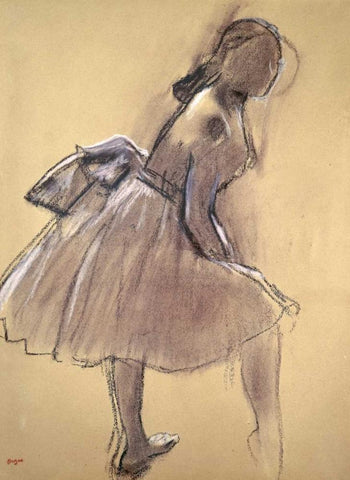Profile of a Dancer Upright White Modern Wood Framed Art Print with Double Matting by Degas, Edgar