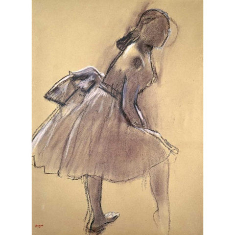 Profile of a Dancer Upright Black Modern Wood Framed Art Print with Double Matting by Degas, Edgar