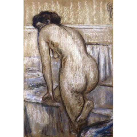 The Bath Gold Ornate Wood Framed Art Print with Double Matting by Degas, Edgar
