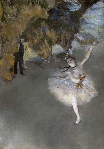 The Star White Modern Wood Framed Art Print with Double Matting by Degas, Edgar