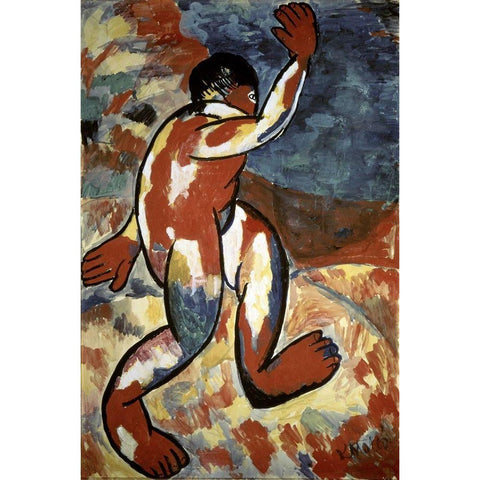 Bather Gold Ornate Wood Framed Art Print with Double Matting by Malevich, Kazimir