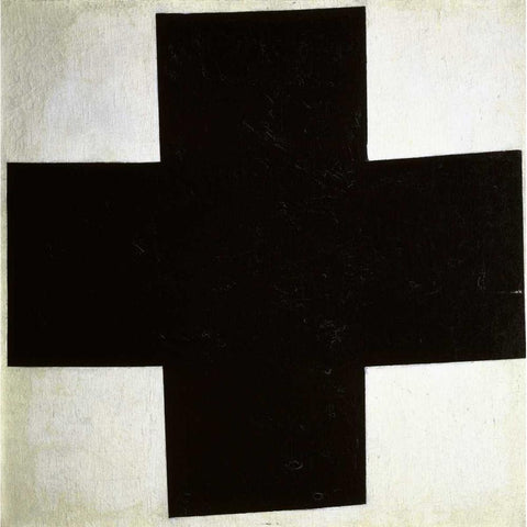 Black Cross Black Modern Wood Framed Art Print with Double Matting by Malevich, Kazimir