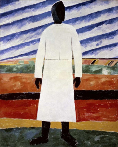 Farmer Black Ornate Wood Framed Art Print with Double Matting by Malevich, Kazimir