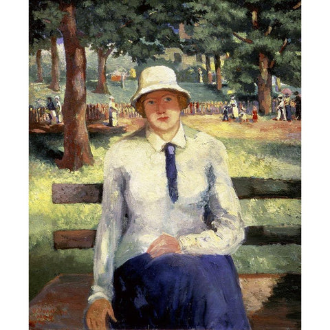 Unemployed Girl Black Modern Wood Framed Art Print by Malevich, Kazimir