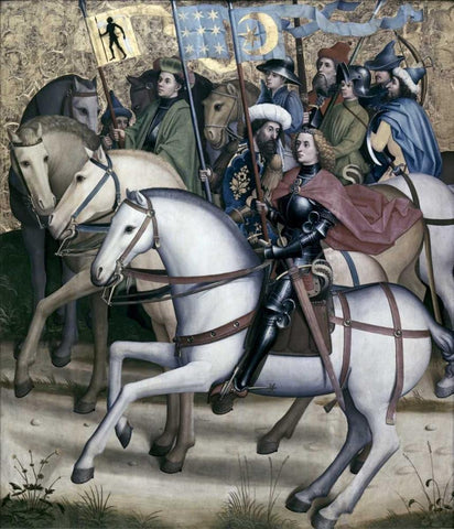 Three Kings White Modern Wood Framed Art Print with Double Matting by Master of the Sterzing Altarpiece