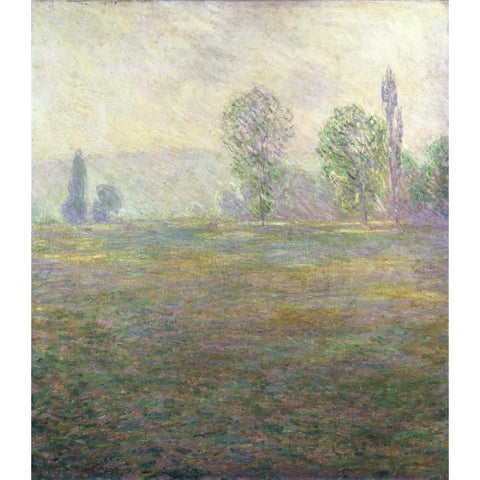 A Meadow in Giverny Gold Ornate Wood Framed Art Print with Double Matting by Monet, Claude