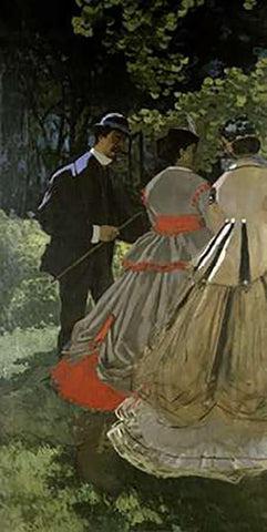 Dejeuner sur lherbe Black Ornate Wood Framed Art Print with Double Matting by Monet, Claude