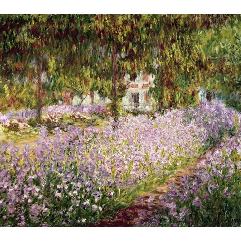 Garden at Giverny Black Modern Wood Framed Art Print with Double Matting by Monet, Claude