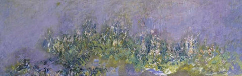 Glycines - Wisteria White Modern Wood Framed Art Print with Double Matting by Monet, Claude