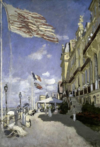 Hotel des roches noires, Trouville, 1870 White Modern Wood Framed Art Print with Double Matting by Monet, Claude