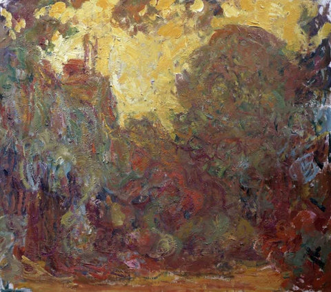 La maison de Giverny White Modern Wood Framed Art Print with Double Matting by Monet, Claude