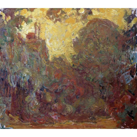 La maison de Giverny Black Modern Wood Framed Art Print by Monet, Claude