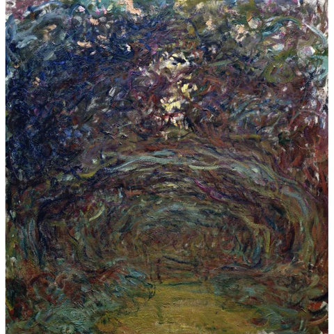 LAllee des rosiers a Giverny Gold Ornate Wood Framed Art Print with Double Matting by Monet, Claude