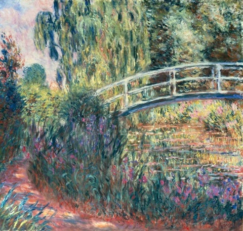 Le pont japonais: bassin aux nympheas White Modern Wood Framed Art Print with Double Matting by Monet, Claude