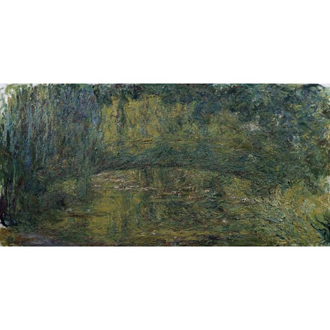 Le Pont japonais II White Modern Wood Framed Art Print by Monet, Claude