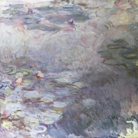 Pale Water Lilies - Nympheas clairs, c. 1917-25 White Modern Wood Framed Art Print with Double Matting by Monet, Claude