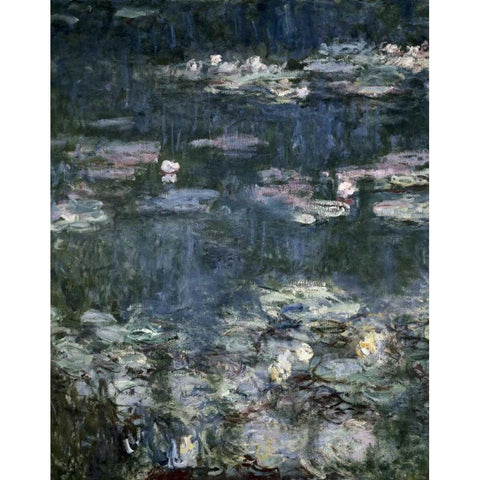 Nympheas - Water Lilies - detail Gold Ornate Wood Framed Art Print with Double Matting by Monet, Claude