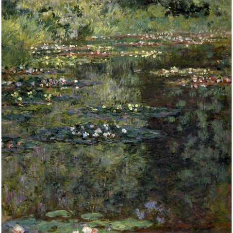 Pool with Waterlilies, 1904 White Modern Wood Framed Art Print by Monet, Claude